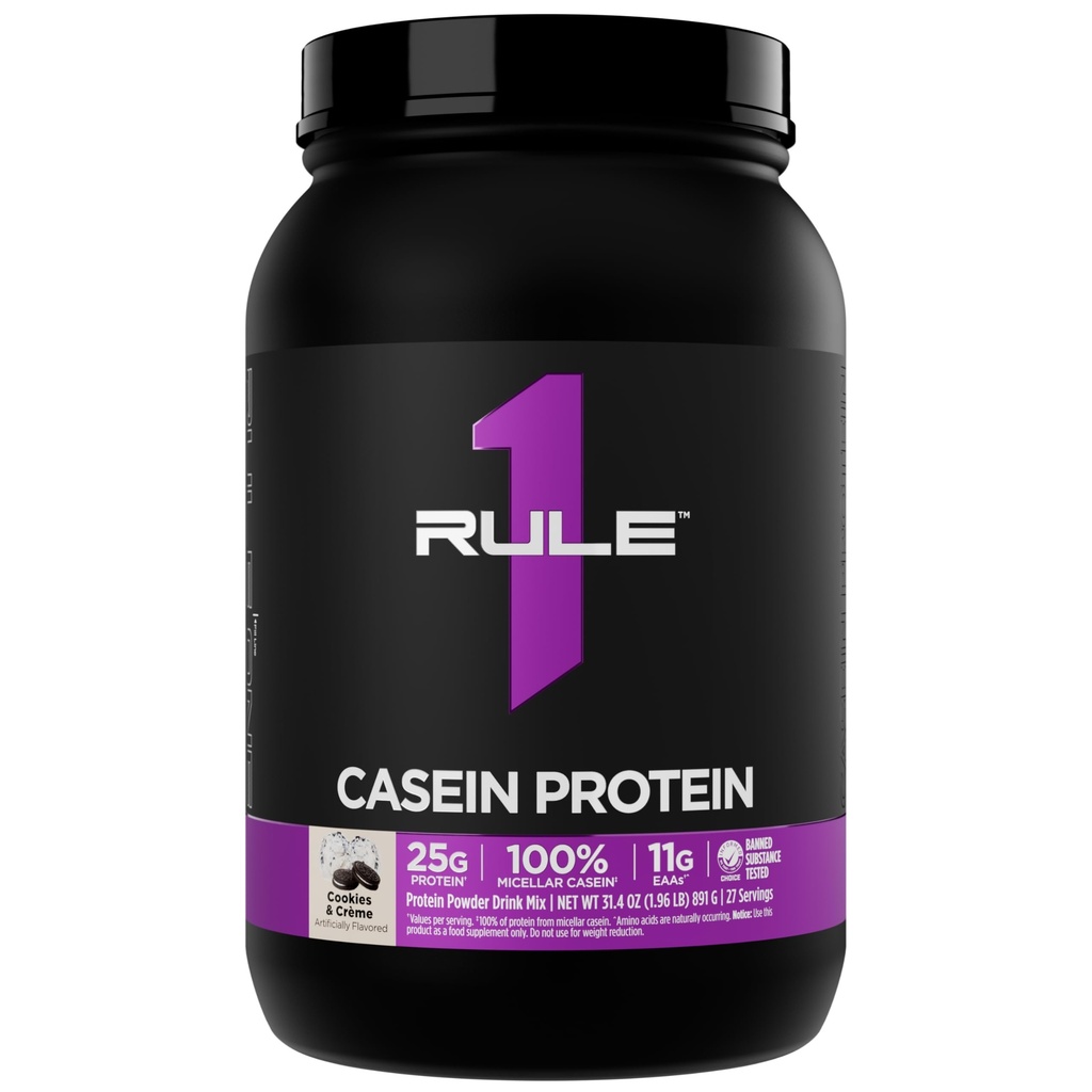 Regla 1 Casein Protein - 25g Protein and 11g EAAs Por Serving from Slow-Release Micellar Casein for Overnight Recovery and Sustained Delivery Between Meals (2 libras*, Cookies " Crème)