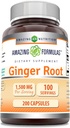 Increíble fórmulas Ginger Root 4:1 Suplemento Silencio 1500 Mg Por Serving TENIDO 200 cápsulas Suplemento Silencio No-GMO Silencio Gluten Free TEN Made in USA