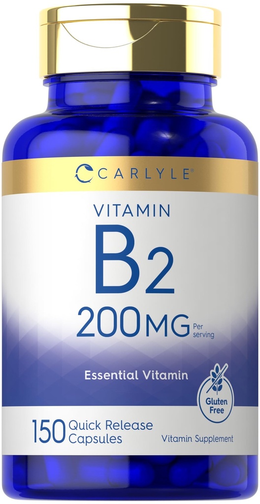 Carlyle Vitamina B-2 Silencioso Riboflavin Silencio 200mg Silencio 150 Conde Silencio Vegetariano, No Gluten Suplemento Esencial Libre