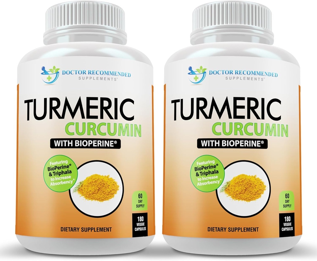 Suplemento de la Curcumina Turmérica - 2250mg/d - Cápsulas de verduras - 95% Curcuminoides con Pimiento Negro Extracto (Bioperina) - 750mg Cápsulas - 100% Orgánico - Turmérico Poderoso (Pack de 2)