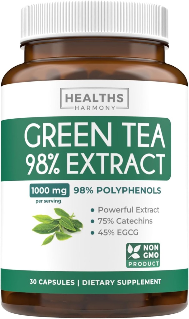 EGCG Green Tea Extract Capsules - Super High Potency Green Tea Pills Antioxidant Rich Formula Empaquetado con Polyphenols Catechins & EGCG - 500mg Por Capsule - Non-GMO & Made in the USA (Tamaño de prueba)