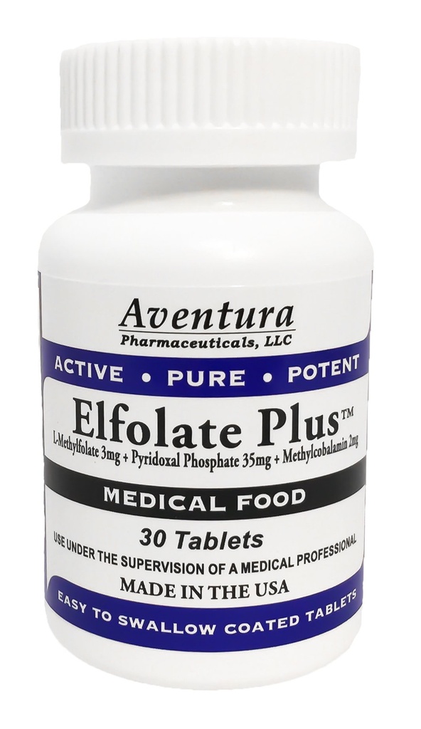 Plus® 3mg L-Methylfolate Metil Folate Methylfolate Medical Food Supplement Professional Strength Active Pure Potent 30 Tablets