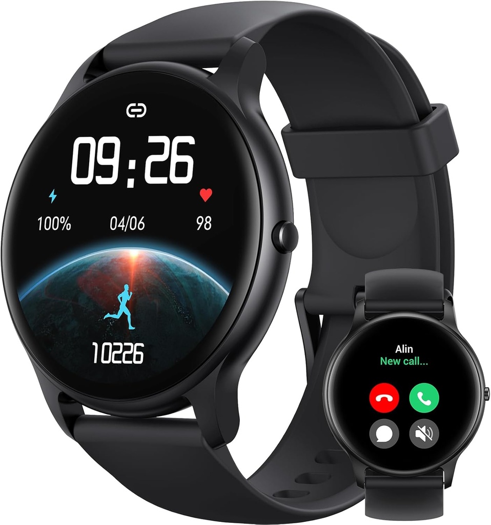 Parsonver Smart Watch for Men Women (Respuesta/Respuestas al juego), HD Screen Fitness Tracker IP68 Waterproof 100+ Sport Modes, Heart Rate Sleep Monitor, Pedometer, Smartwatch para Android Phones/iPhone Compatible