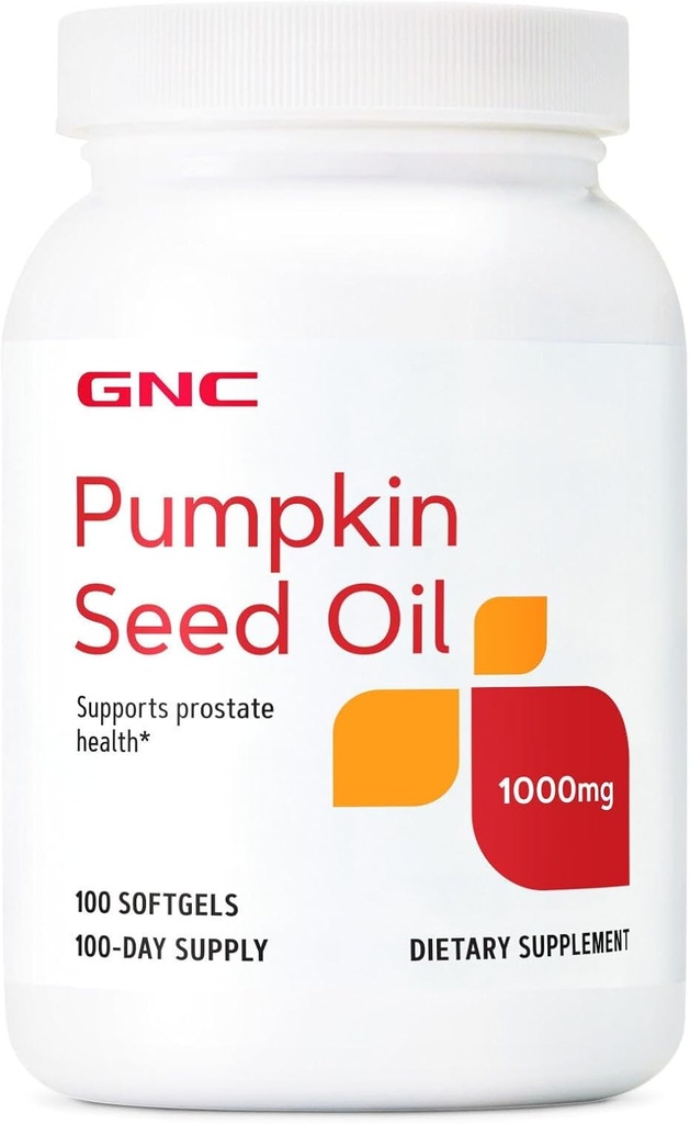 GNC Pumpkin Seed Oil 1000mg Suplemento, apoya la salud de próstata, 100 servicios
