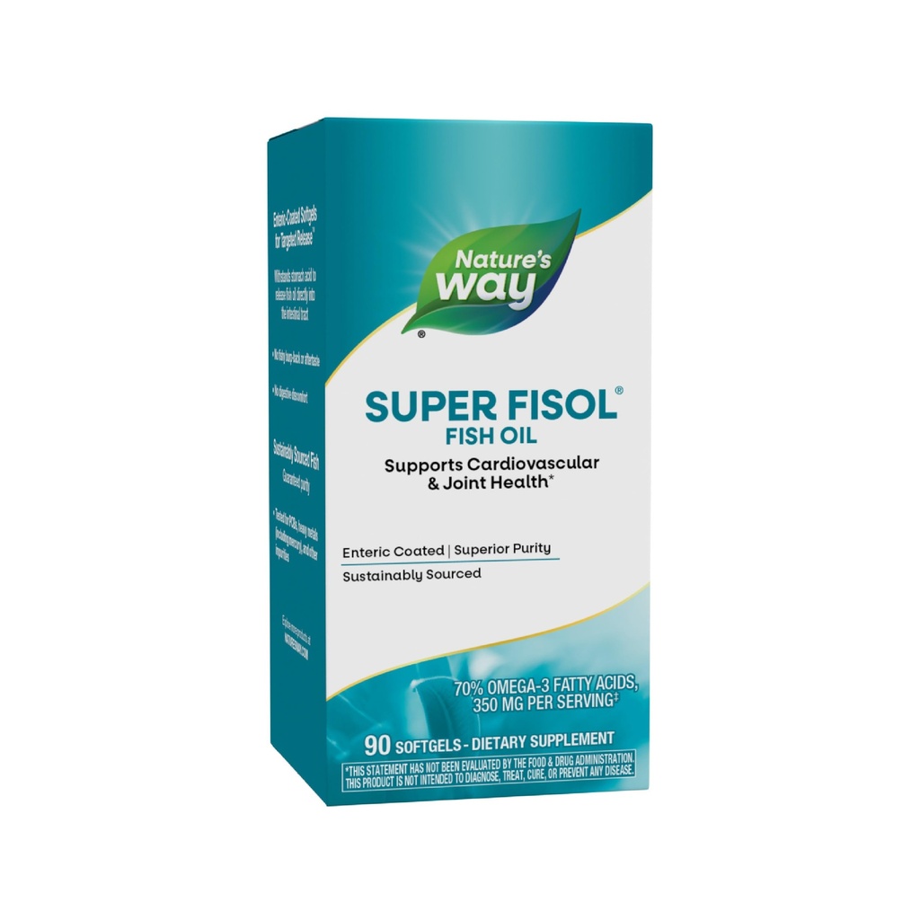 Manera Super Fisol Fish Oil, Enteric Coated, soporta la salud cardiovascular y conjunta*, Mega Potency Omega-3, 90 Softgels (Packaging May Vary)
