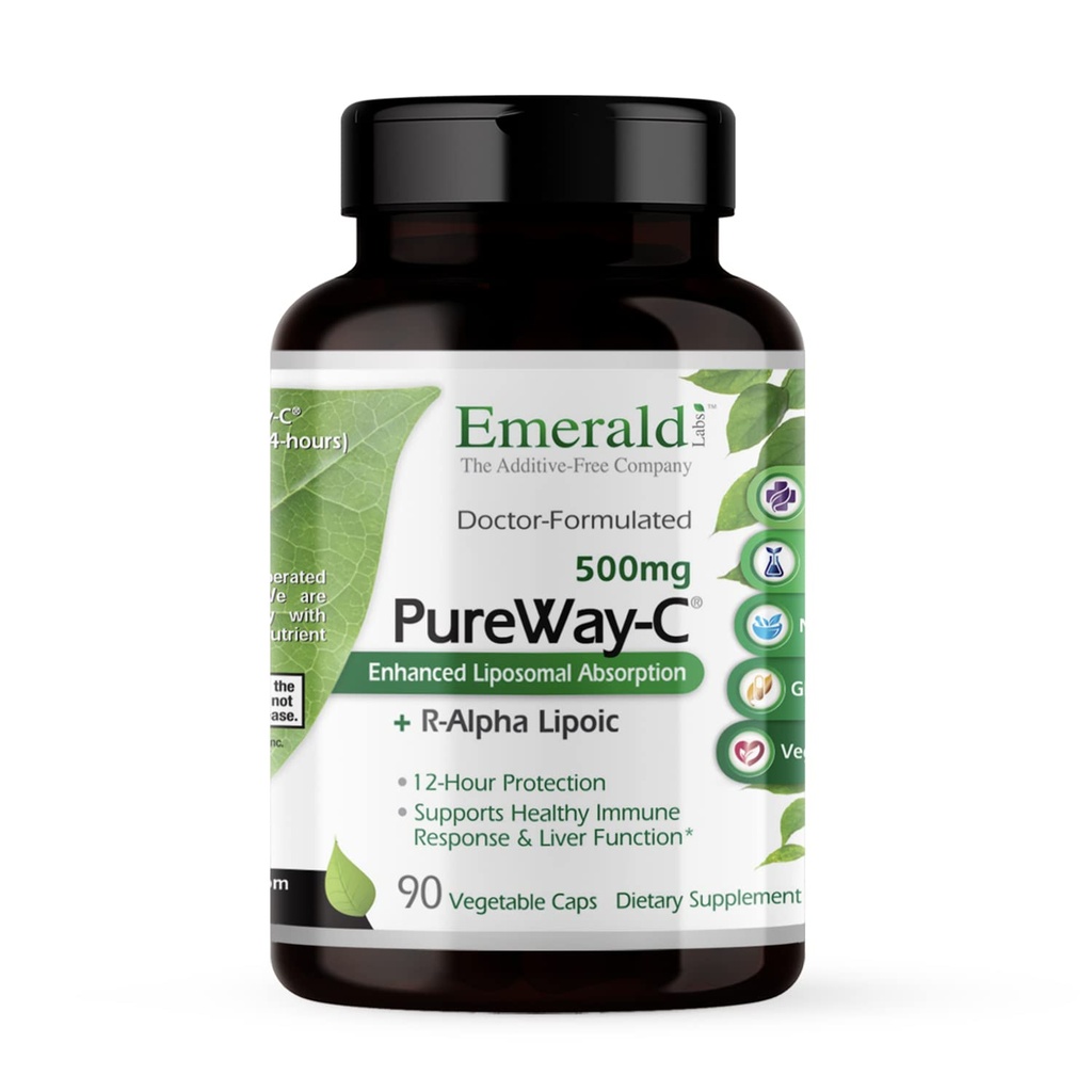 EMERALD LABS PureWay-C - Suplemento de soporte para hígado con ácido lipoico R-Alpha* - Absorbing rápido Vitamina C - 90 cápsulas vegetales (con fuente de 45 días)