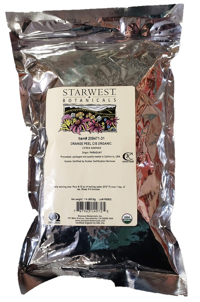 Piel de Naranja Polvo Orgánico - Citrus sinensis, 1 lb, (Botánicos del Oeste)
