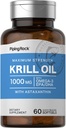 Piping Rock Krill Oil 1000 mg Softgels tención 60 Contar con Omega 3, EPA, DHA Silencioso No GMO, Gluten Free