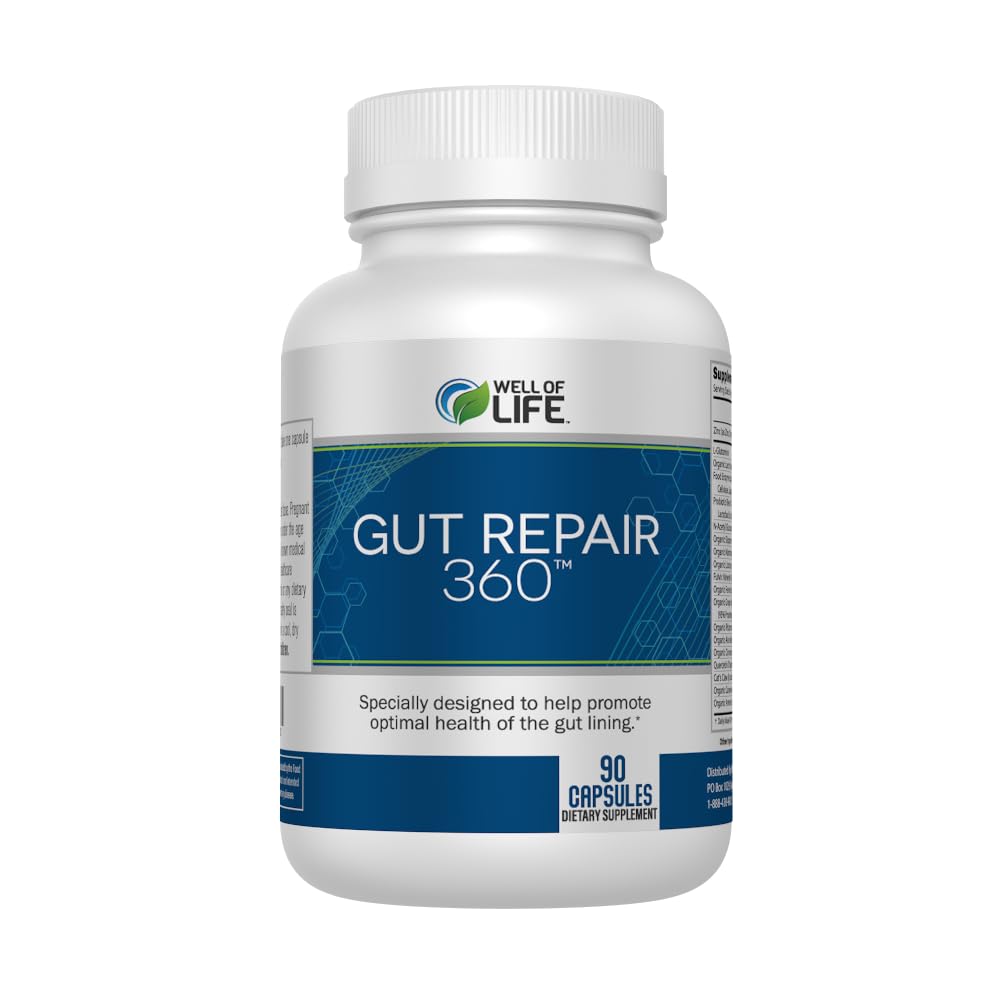 Reparación de Gut 360: Fórmula Natural Fórmula Emergida del laboratorio - Esencia Pura Capsulas orgánicas sin gluten de Gluten-Free Soy-Free Dairy-Free USA Made - Supporting Your Healthy Gut