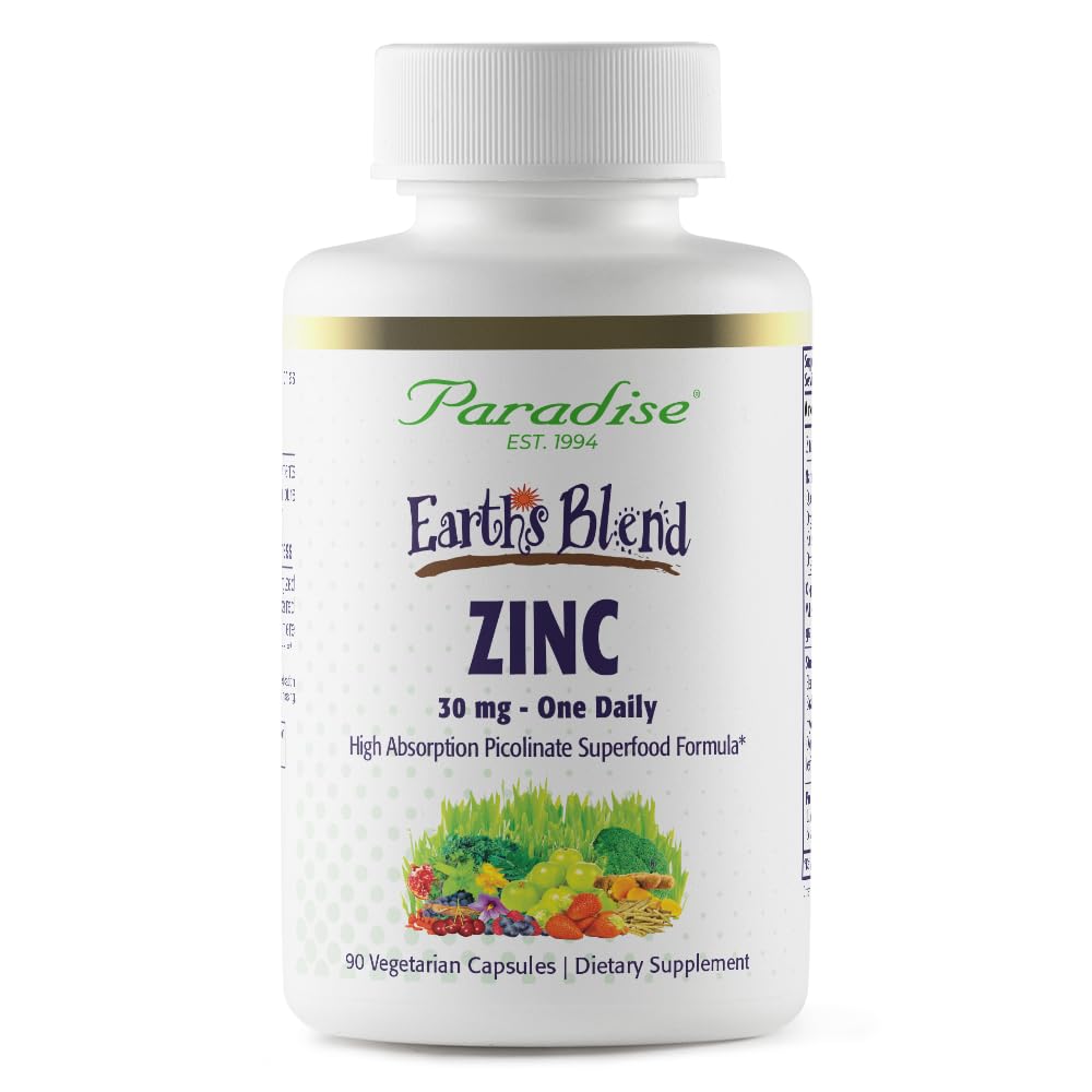 Herbs Paradisiaco Suplementos Zinc con Picolinate y Naturalezas C, para Immune Support, Super Potent, Ultra Pure, Gluten Free, Non-GMO, Vegan, 30 mg, 90 cápsulas