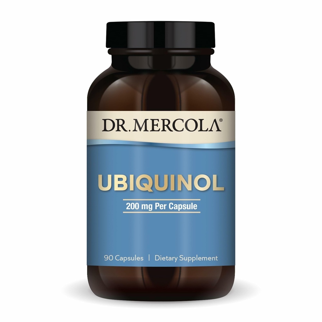 Dr. Mercola Ubiquinol, 90 Serviciones (90 cápsulas), 200 mg por cápsula, Suplemento dietético, apoya la producción de energía, no GMO