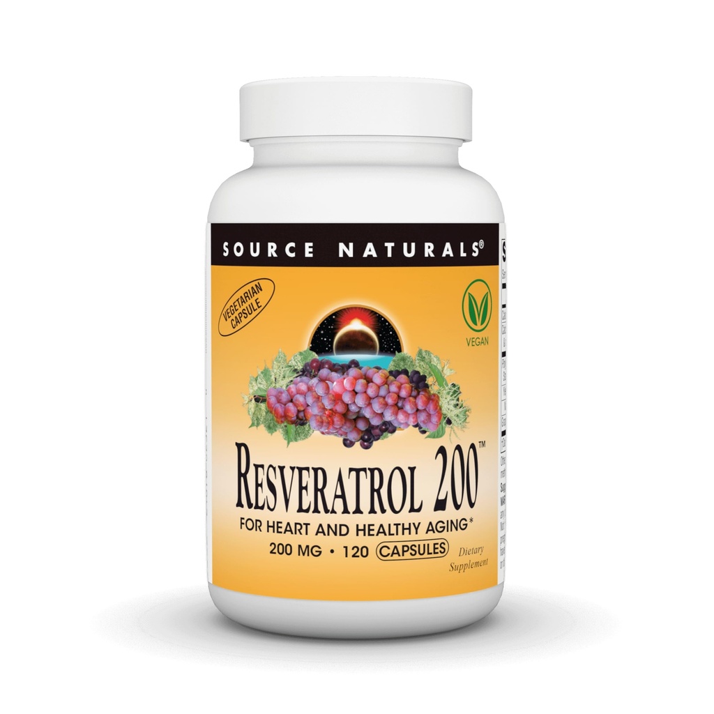 Fuente Natural Resveratrol 200 mg para el envejecimiento cardíaco y saludable - 120 cápsulas vegetarianas