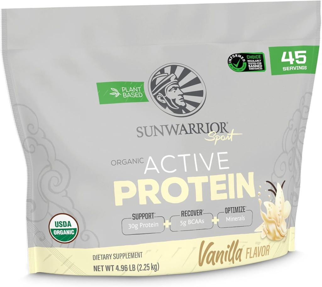 Sunwarrior Planta Orgánica Fundada Polvo Proteína Silencioso Pólvora de Proteína Orgánica Vegan con Aminoácidos BCAA Plus Recuperación Minerales " Botánicos ← No GMO Soy Dairy & Gluten Free (Vanilla, 45 Servings)