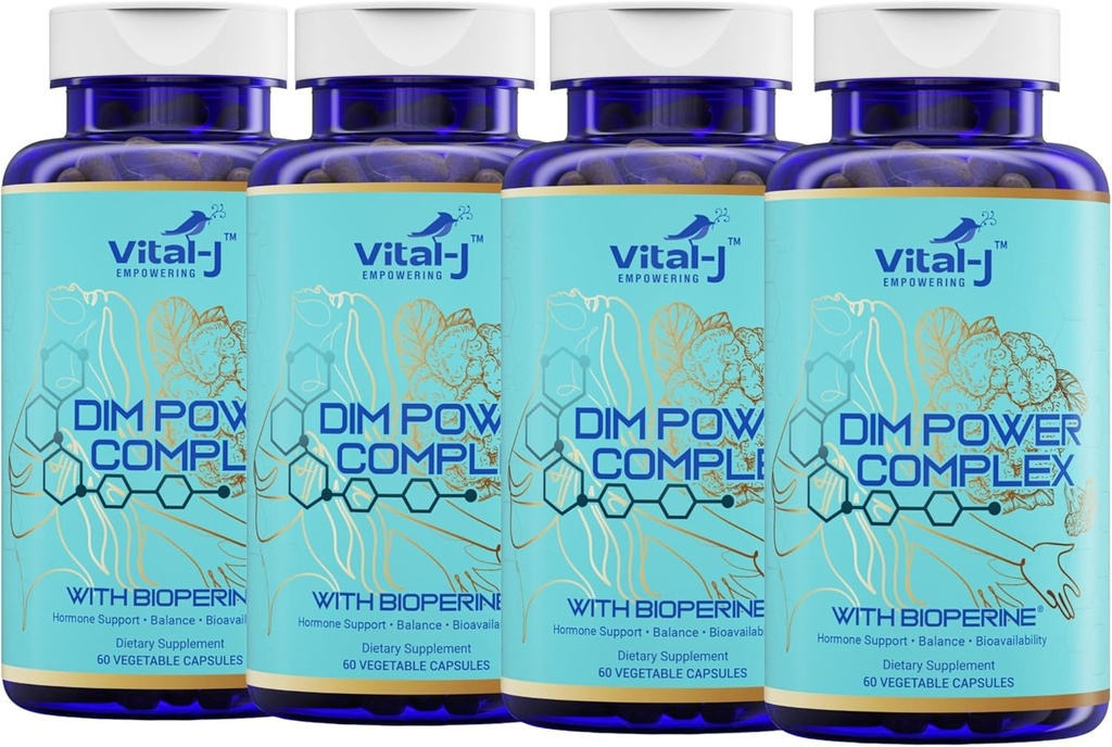 Complejo de 4 en 1 DIM de Potent 300mg - Balance de Estrógeno y Metabolismo, Suplemento de Apoyo de Energía y Menopausa con Bioperina (x4), Calcio y Extracto de Brocoli - para Mujeres y Hombres 120