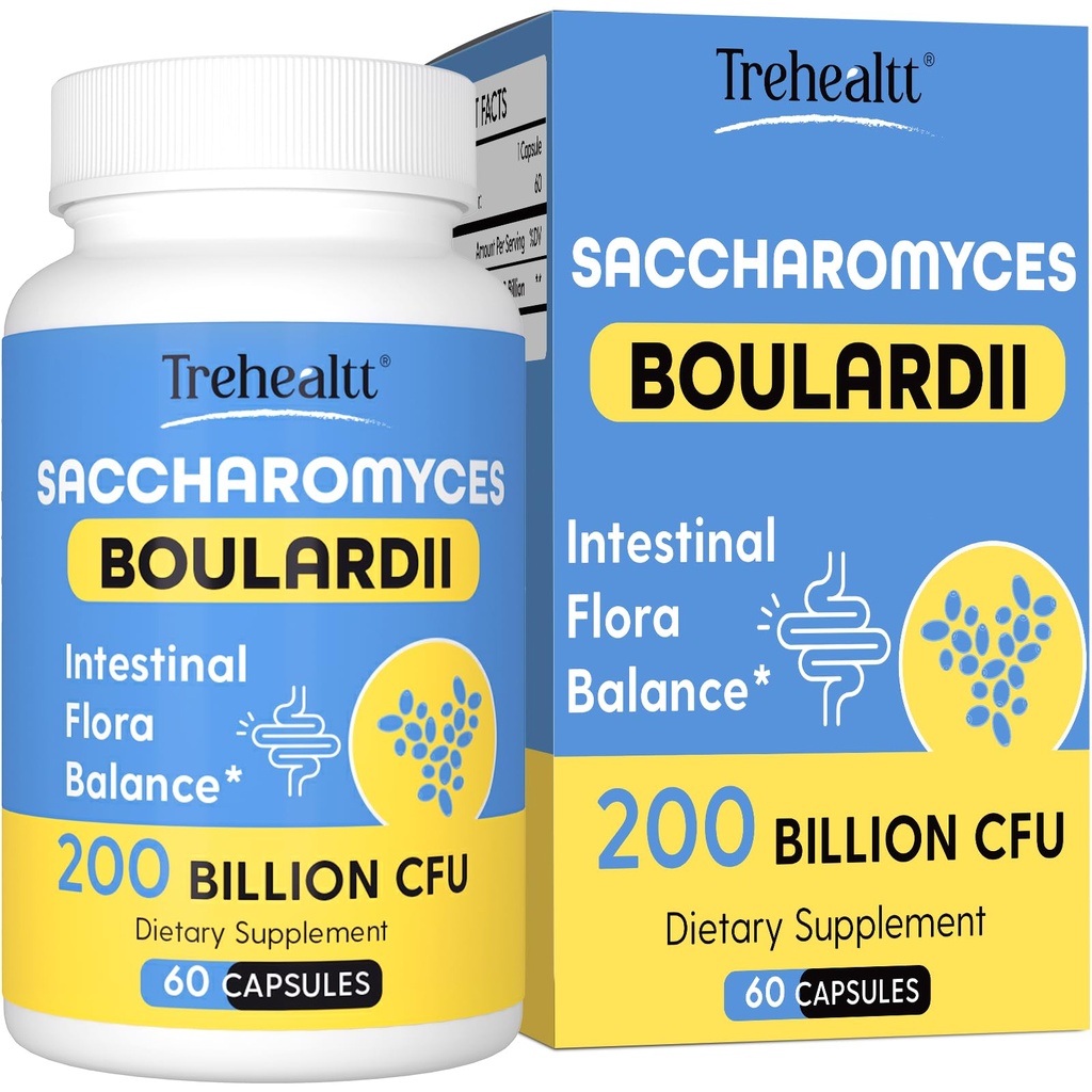 Saccharomyces Boulardii Probiotics 200 Billion CFUs, Probiótico de estudio clínico para la levadura de hombres de mujeres para el intestino, Gut, Immune &amp; Digestive Health, Acid Resistant & Shelf-Stable, 60 Days Supply