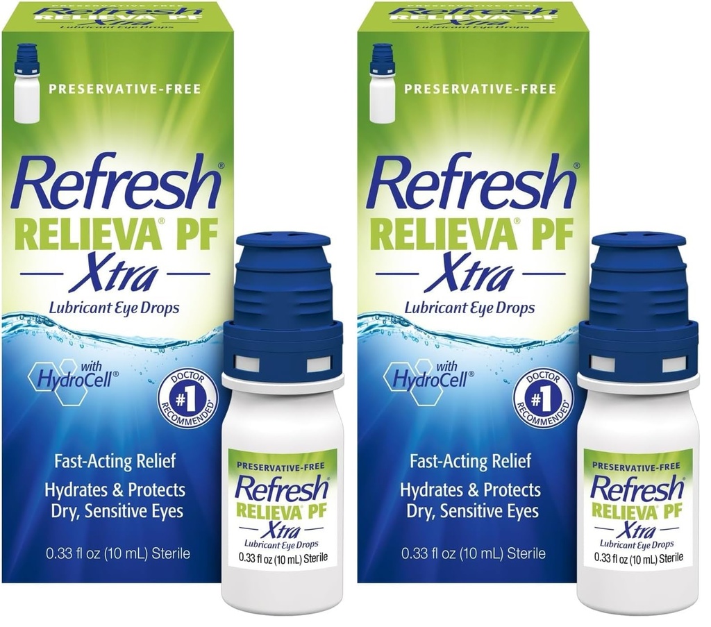 Refresh RELIEVA PF Xtra Lágrimas artificiales sin conservadores Lubricantes Ojo gotas, 2x0.33 fl oz (20 mL), 2 Conde