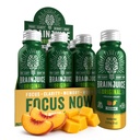 BrainJuice Brain Support Shot, Gluten Free Supplement Shots for Energy & Focus, Healthy Drinks with Alpha GPC, Vitamin B &amp; Organic Green Tea Extract Caffeine, Peach Mango, 2.5 fl oz, 12 Pack