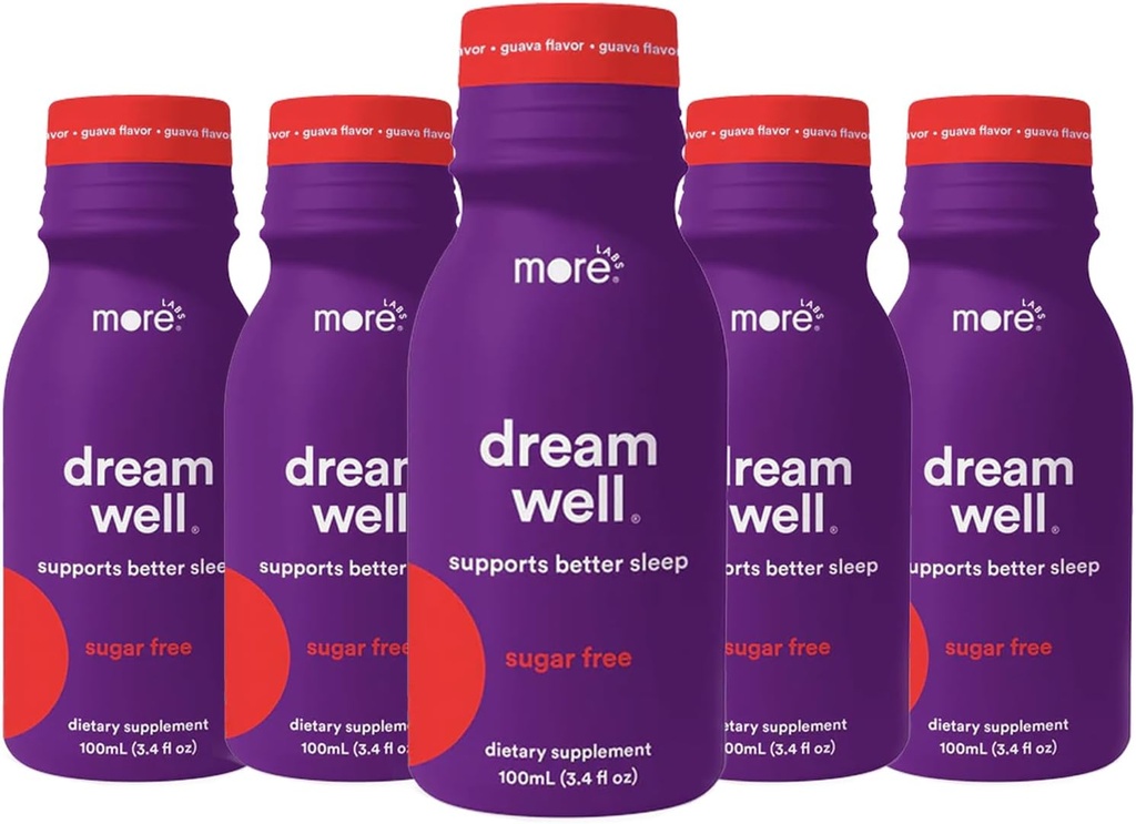 Más laboratorios Dream Well Holistic Sleep Shot Drink 5 Pack ¦ Non-Habit Forming ¦ Lemon Balm, Melatonin y Glycine ¦ Sleep Support Solution