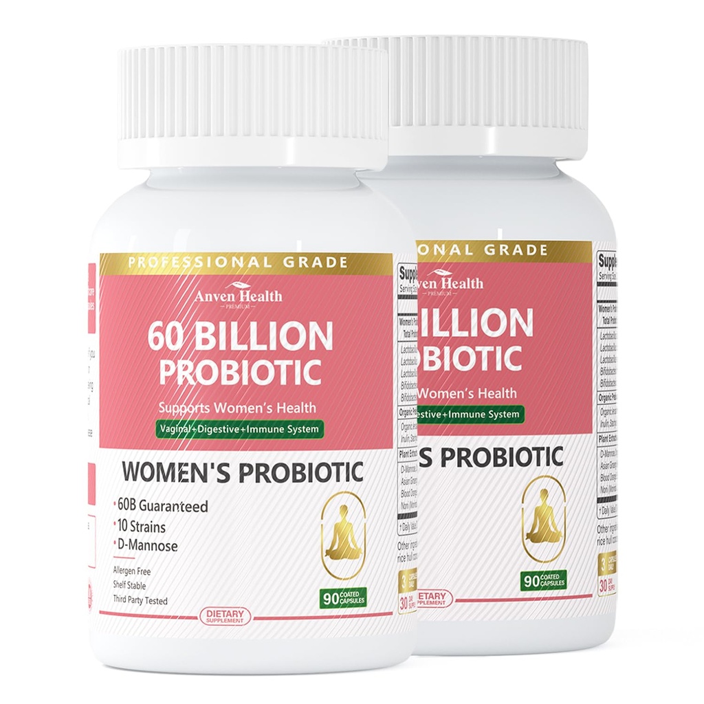 Probióticos y Prebióticos para Mujer PH Balance " Digestión - 60 Billion Vaginal Probiótico con Cranberry " D-Mannose para Gut, Urinary, Immune Health, Vegan " Non-GMO TEN 180 cápsulas