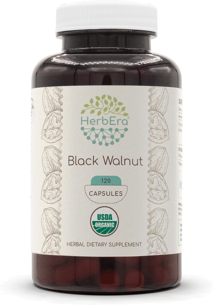 Black Walnut USDA Organic 120 Capsules Silencio Natural Herbal Suplemento Silencio Certified Organic Vegetarian Capsules and Organic Black Walnut (Juglans Nigra) Dried Hull (120 capsules)