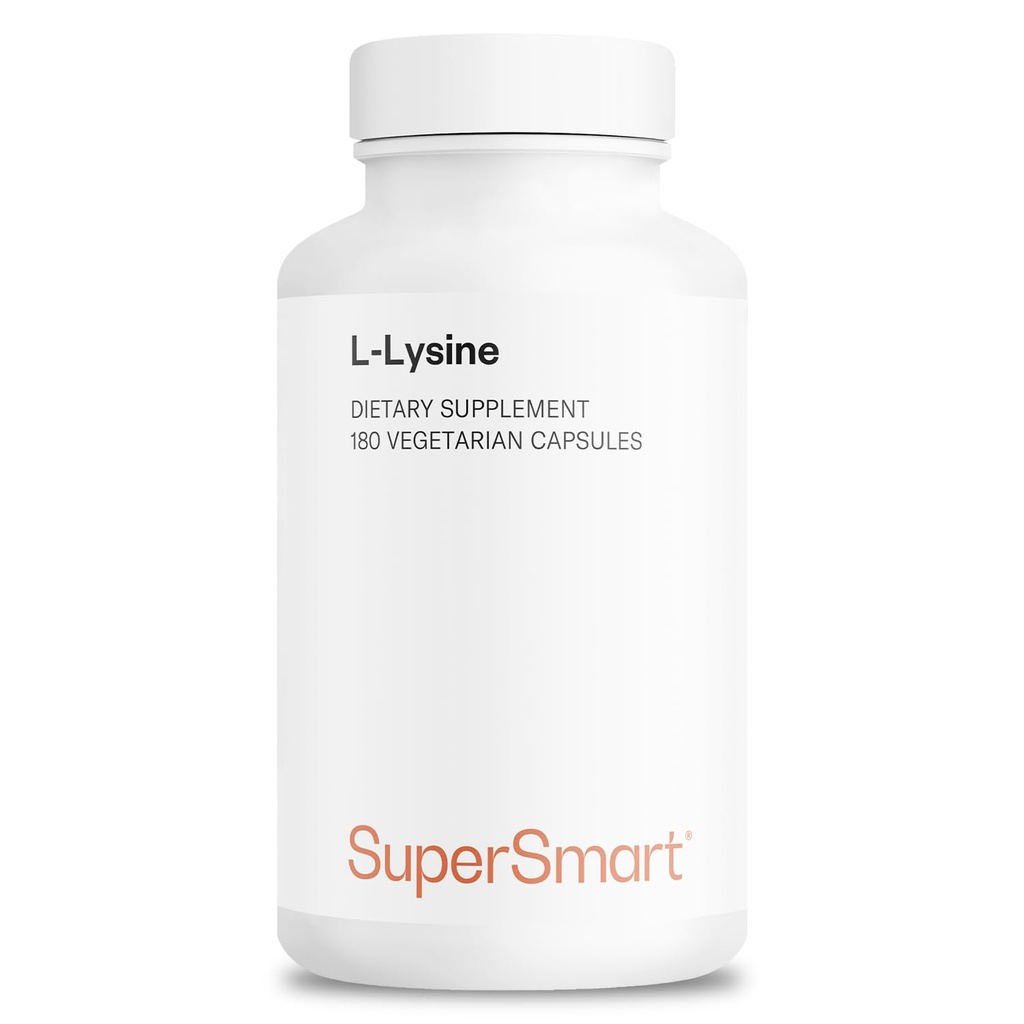 Supersmart - L-Lysine 6000mg por día (High Strength) - Essential Amino Acid Lysine Supplement TEN Non-GMO & Gluten Free - 180 Vegetarian Capsules