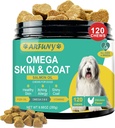 Omega 3 para perros - Piel de perro y suplemento de carne con EPA & DHA Ácidos grasos- Pez Aceite Aceite con aceite de salmón & vitaminas - picazón, secado Skin Relief- Chicken Flavor, 120 Chews