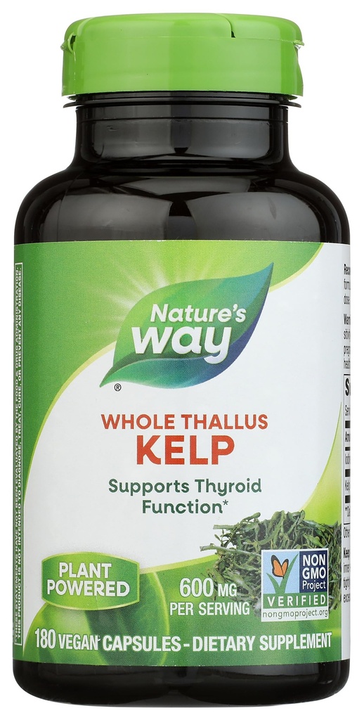 Manejo de Camino de la Naturaleza, soporta Función de Tiroides*, 600 mg por Serving, Proyecto No OGM Verificado, 180 cápsulas (Paquete Mayo Vary)