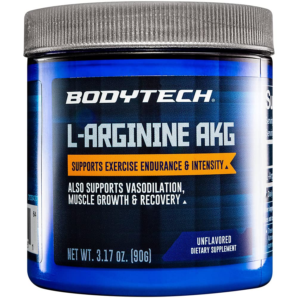 BODYTECH L-Arginina AKG 3000MG - apoya la resistencia del ejercicio, el crecimiento muscular y la recuperación, la vasodilación, el óxido nítrico (3.17 Unce Powder)