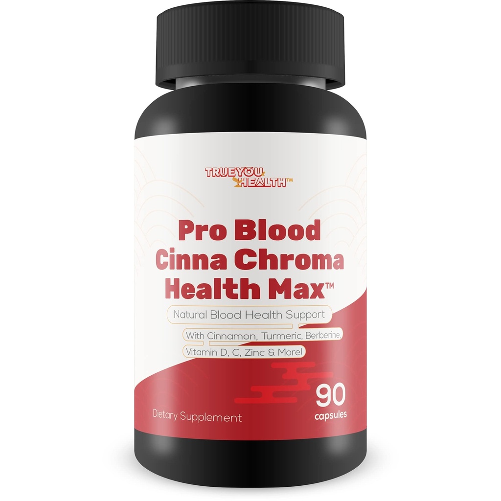 Pro Blood Cinna Chroma Health Max - Natural Blood Health Support with Cinnamon, Turmeric, Berberine, Vitamin D, Vitamina C, Zinc &amp; More - Promote Balanced Blood Health &amp; Improved Blood Flow