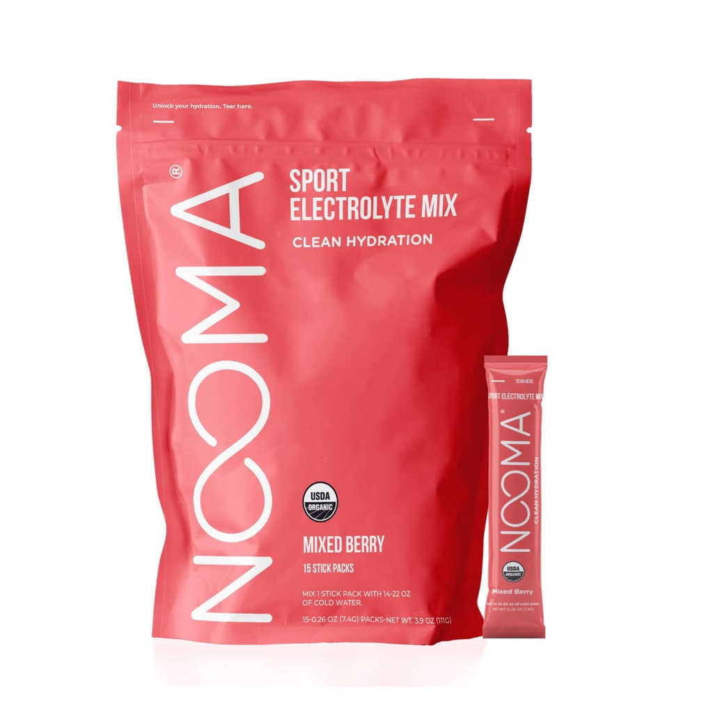 NOOMA Orgánica de Hidratación Deporte Mezcla Silencioso Hidra Packets con No Añadido Azúcar Silencio Electrolítico Polvo Hidración con 25 Calories Silencio 15 Conteo ← Berry mixto
