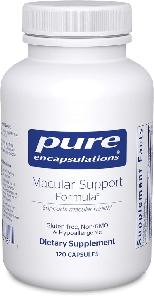 Encapsulaciones puras Macular Support Fórmula Silencio Hypoallergenic Suplemento con Fórmula Antioxidante Mejorada para los Ojos Saludables*