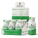 Bee and You Propolis Immune Shot, Probiótico, Vitamina C, Vitamina D3, Zinc, Ginger, Immune Support, Gut Health, Digestive Health, Bioactive 1.69 Fl. oz, 12 Pack