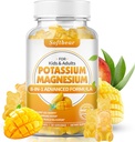 softbear Potasio Magnesio Gummies para Mujeres, Calcio Magnesio Potasio Suplementos con Vitaminas Citrato de Potasio Libre de Azúcar Gummies Apoyo Muscle Health, Mango Flavor 60 Conde