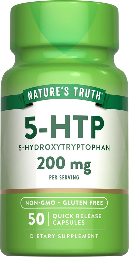 La verdad de la naturaleza 5HTP 200mg Capsules ← 50 Conde Silencio 5 Hydroxytryptophan Silencio No Gluten Suplemento gratuito