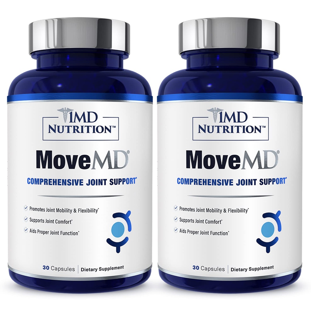 1MD Nutrición MoveMD - Suplemento Conjunto de Salud - Doctor Fórmido Silencioso con Collagen, Astaxanthin, y Más Silencioso 30 cápsulas (2-Pack)