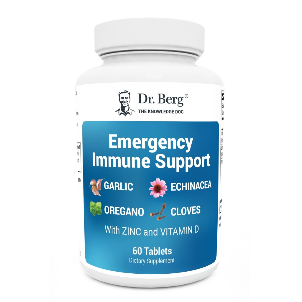 Dr. Berg Emergency Immune Support w/Echinacea - Potent Blend of Herbal Extracts (Warning: Strong Herbal Smells) - Immune Support Supplement Incluye 2.000 UIs de Vitamina D > 10 mg de zinc - 60 Tablets