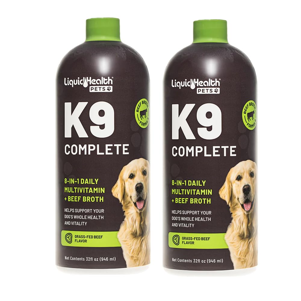 LIQUIDHEALTH Pets K9 Complete 8-in-1 Liquid Multivitamin for Adult Senior Dogs & Puppies, All in One Complete Formula Canine Vitamins for Skin &amp; Coat, Joint Health, Immune Support - USA Made (2 Pack)