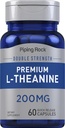 Piping Rock L-Theanine 200mg Suplemento Silencio 60 Capsules TEN Double Strength Silencio Non-GMO, Gluten Free