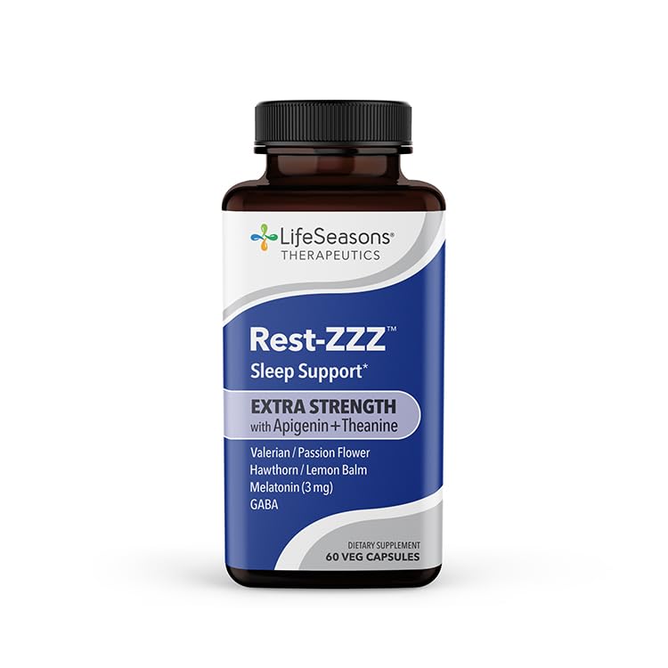 Rest-ZZZZ Extra Strength - Apoyo al sueño Suplemento - Fall Asleep & Stay Asleep - Calms Nervous System - Naturalmente Ease Muscle Tension & Restlessness - Low Dose Melatonin GABA & Chamomile - 60 cápsulas