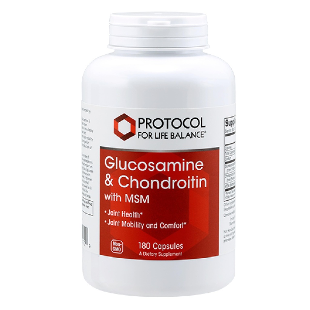 Protocolo Glucosamina " Condroitina con MSM - Soporte Conjunto* - Suplemento de Condroitina MSM - No GMO " Dairy Free - 180 Veg Caps