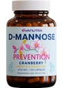 Cranberry D Mannose Capsules — D Mannose with Cranberry, Hibiscus & Dandelion, 2000 mg/Day – Apoya la salud del tracto urinario &amp; Comfort – 120 cápsulas vegetales
