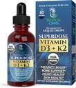 USDA Vitamina Orgánica Líquida D3 K2 gotas para adultos Superdose 8000IU Pura Vitamina D3 Silencio 60 Serv Silencio Vitamina D K2 Suplemento para el Apoyo Inmunitario & Bone Health  98% Absorption  Vegan, Non-GMO Silencio 2 Fl Oz