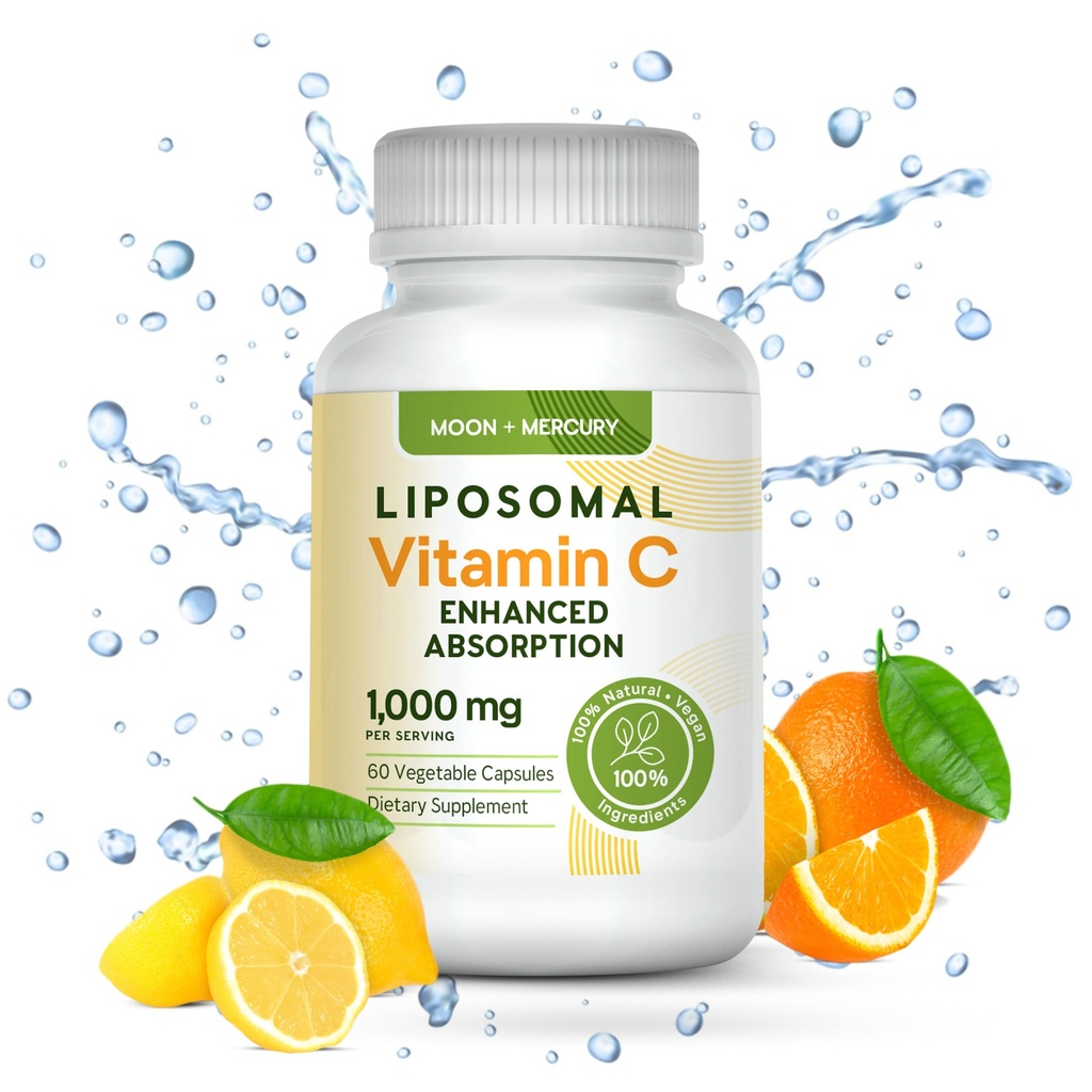 Liposomal - Vitamina c 1000mg - 60 Vitamina c Capsules - Absorción superior, biodisponibilidad liposomal Vitamina c por Luna y Mercurio