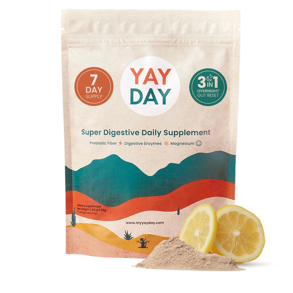 Pólvora de fibra prebiótica nocturna con enzimas digestivas &amp; glacinato de magnesio para el sueño, viaje en marcha 7 Pack ← Gut Health Supplement for Women &amp; Men - Bloating Relief Soluble and Insoluble Fiber