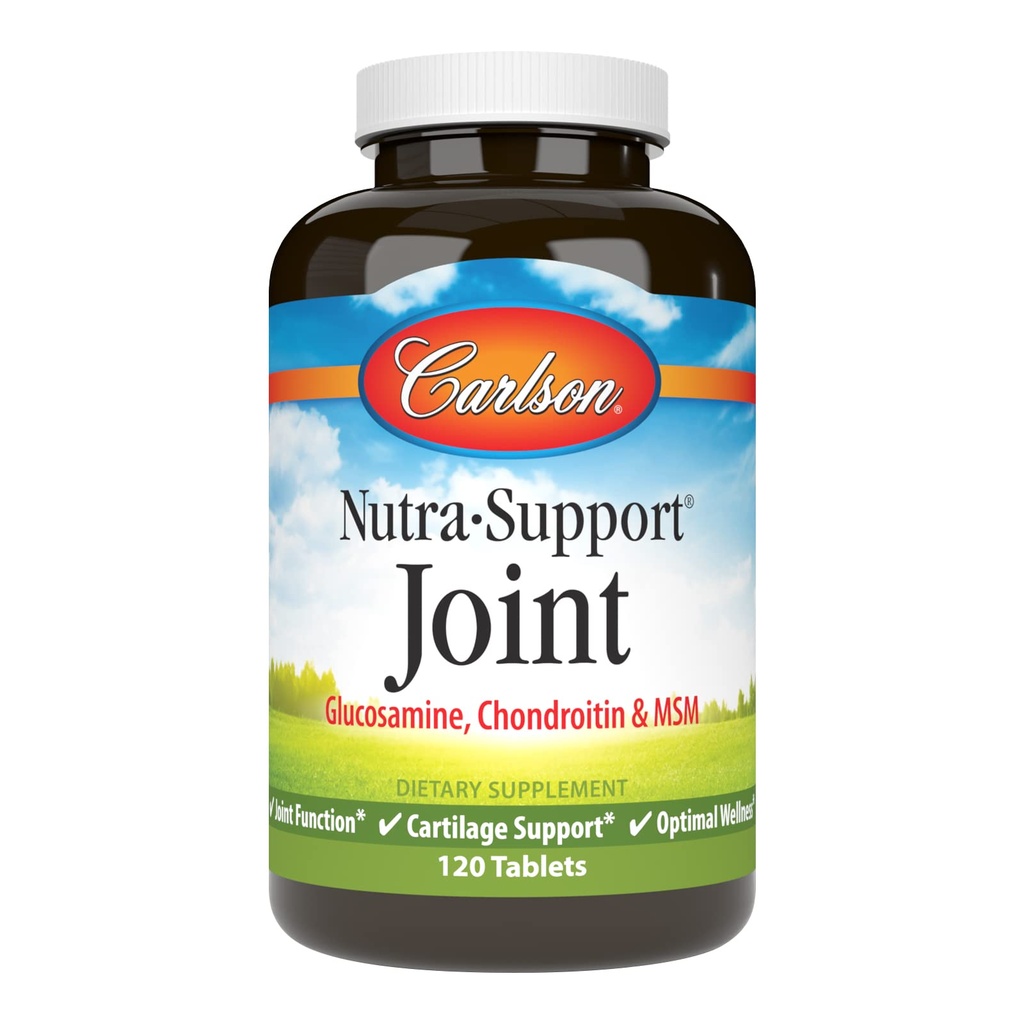 Carlson - Nutra-Support, Glucosamine Chondroitin &amp; MSM, Función Conjunta, Soporte de cartílago y bienestar óptimo, 120 tabletas