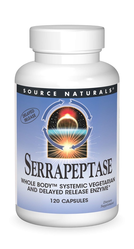 Fuente Natural Serrapeptase - Delayed Release Enzyme - 120 Vegetarian Capsules