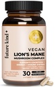 Future Kind Vegan Lion's Mane Mushroom Complex - Suplemento cerebral con Chaga, Maitake, Shiitake, " Reishi, apoya la memoria y el foco (30ct)