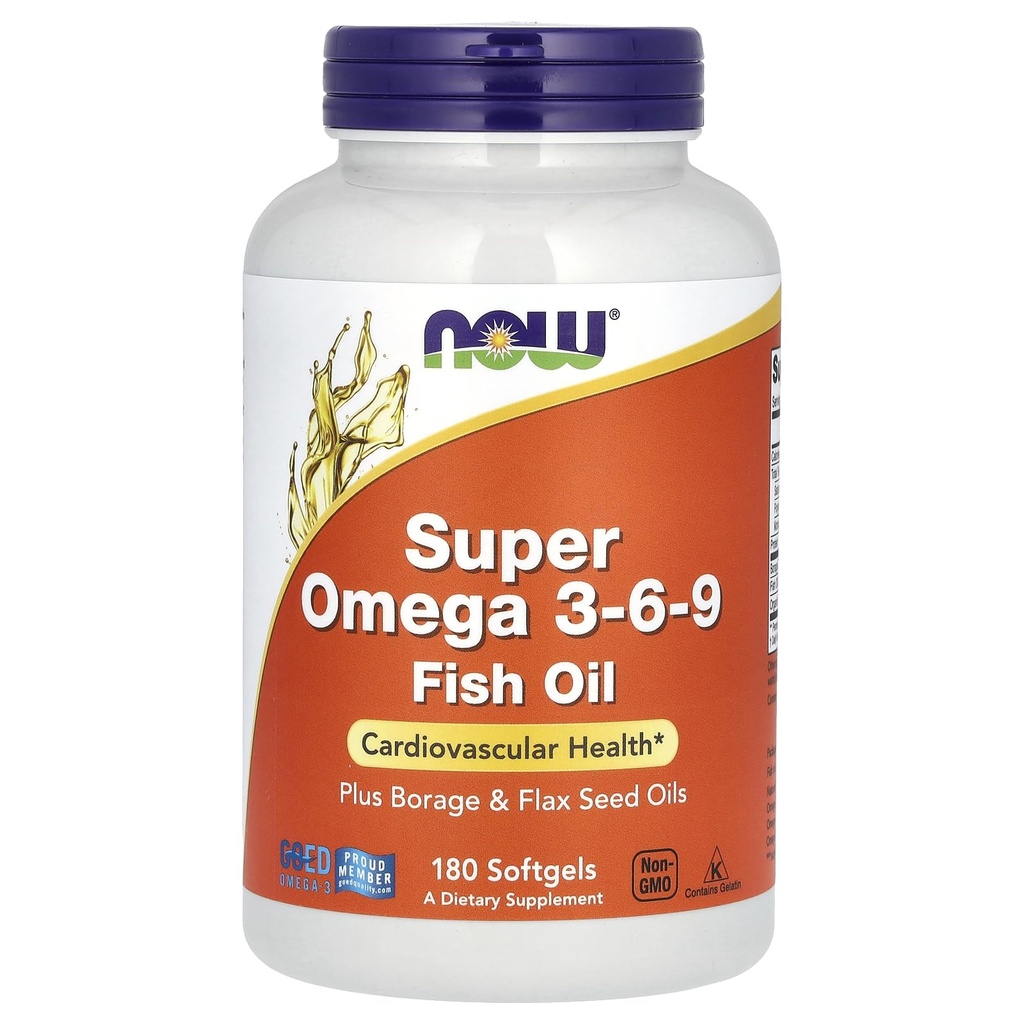 Ahora Foods Super Omega 3-6-9 Soft-gels, 1200Mg, 180-Count