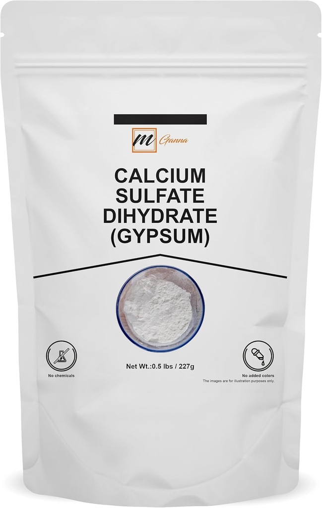 100% Pure Calcio Sulfato Dihydrate (Grado de Alimentos) - Pólvora Gypsum para Hornear, Tratamiento de Agua y formulaciones cosméticas 0,5 libras / 227 g