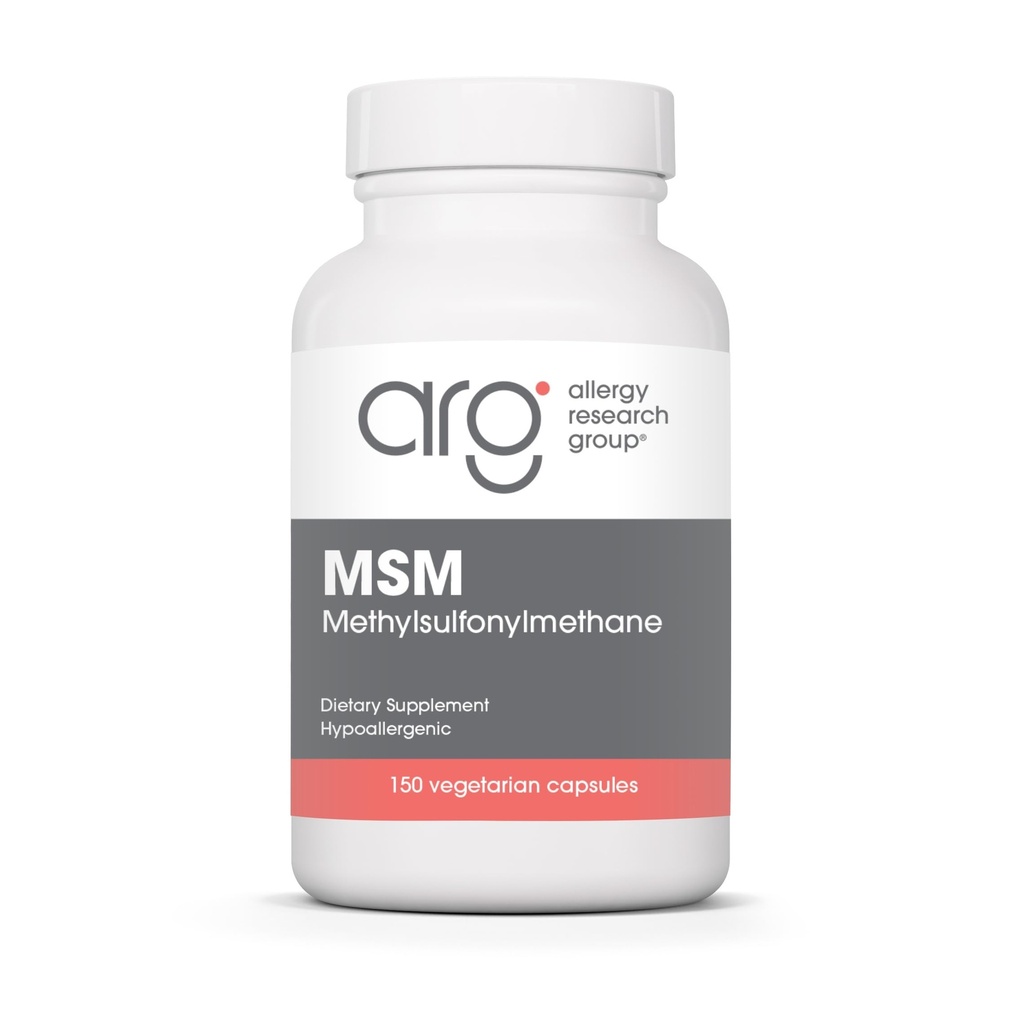 Allergy Research Group MSM Supplement - MSM Powder Capsules for Hair Growth, Methylsulfonylmethane for Healthy Hair, Skin & Nails, 500 mg Por Serving - 150 Vegetarian Capsules